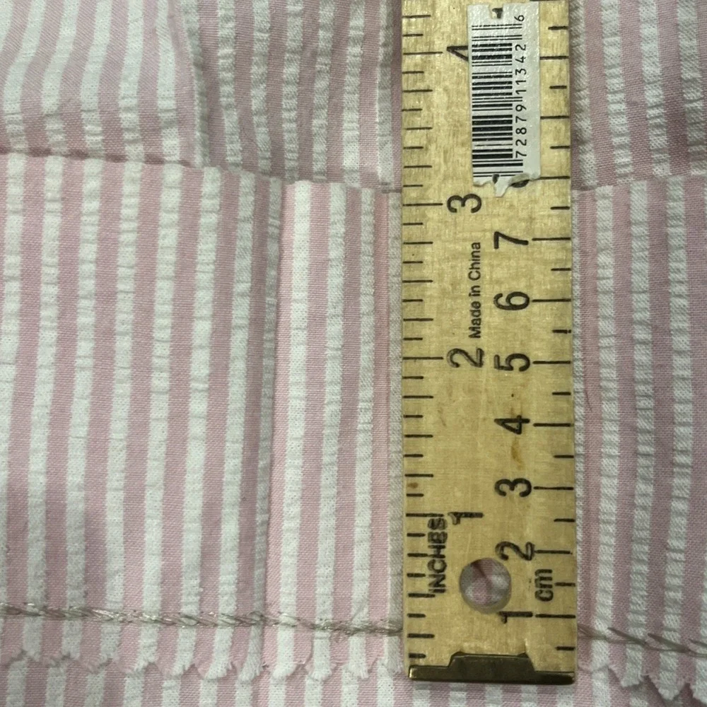 Ferrecci Seersucker Suit Double Vent 2pc Mens 46R W40 Pink Striped Classic